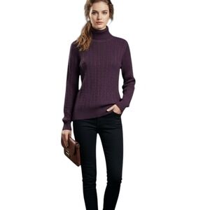 Croft & Barrow Sweater Acrylic Purple L Vtg Dark Academia Casual Turtleneck